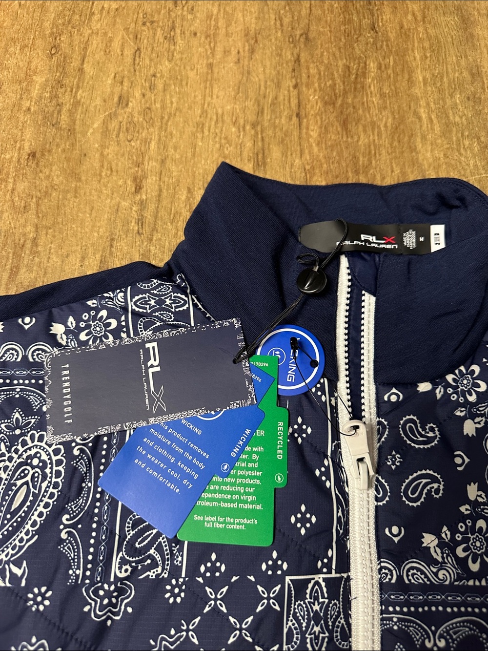 Ralph Lauren X nwt trendy golf bandana print blue white hybrid zip up jacket - Picture 4 of 8